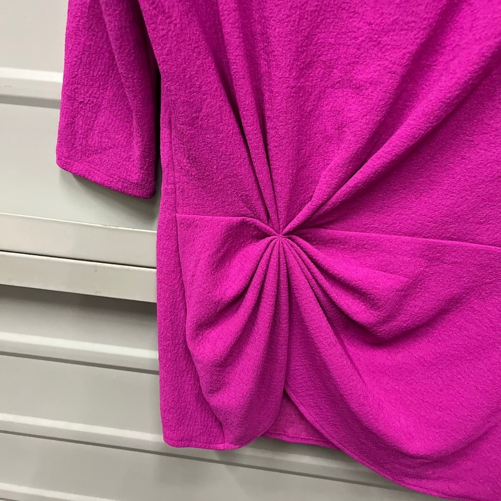 Vince Camuto Magenta Pink Front Twist Knot 3/4 Sleeve Blouse Top XS - Picture 3 of 5